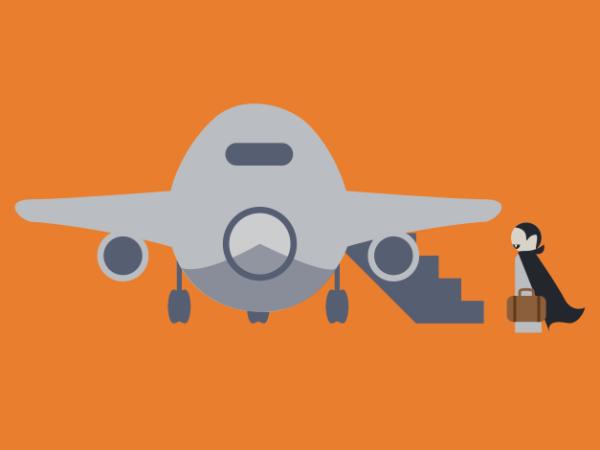 A vampire boarding a plane