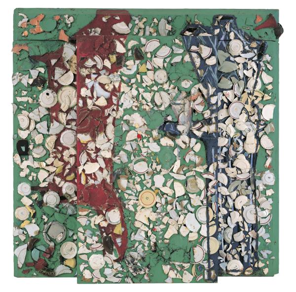 Julian Schnabel, Large Girl with No Eyes, 2001 Oil, wax on canvas, 162 x 148 inc