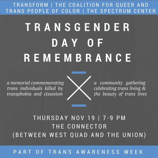 Transgender Day of Remembrance flyer