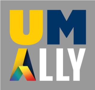 UM ALLY typed on a grey background