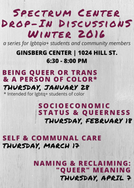Schedule for drop in disucssions