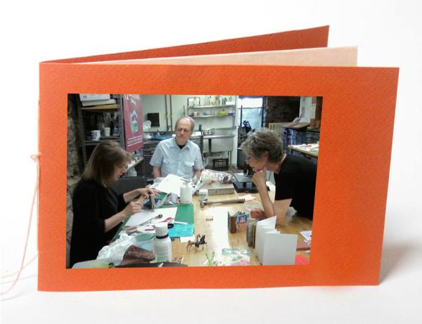 Photograph of Barbara Brown, Alvey Jones & Norma Penchansky-Glasser, by Howard White. Photo of simple binding by Barbara Brown.