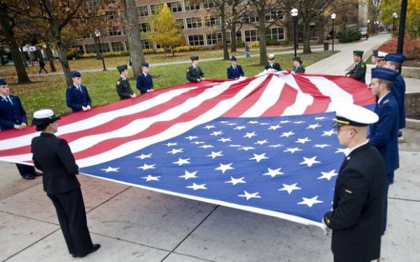 Flag raising on central campus diag