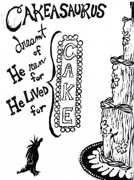 Cakeasaurus Dreamt of Cake by Marian Short, photograph by the artist. High resolution version available upon request.