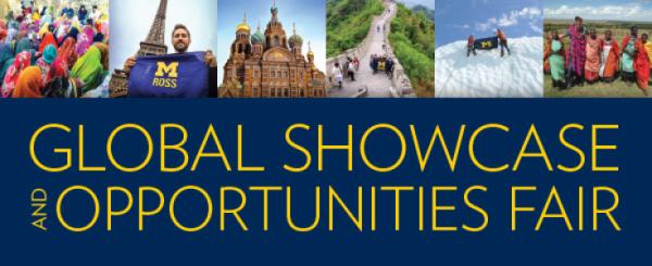 Event invite featuring photos of U-M students traveling in various locations around the world.