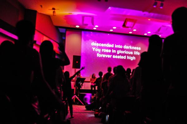 Our students gathered together to worship together on campus