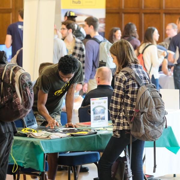 Students gathered at BTD Table