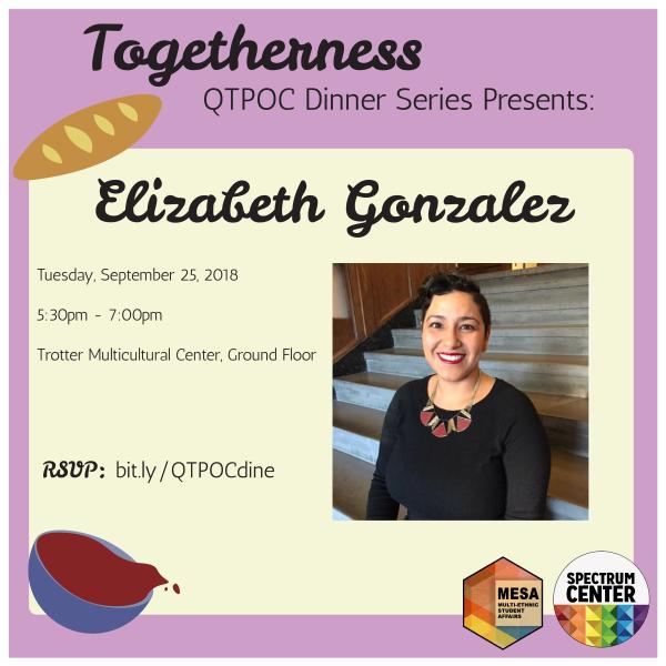 A flyer with images of small bowls of food, with information about the event and a photo of the host