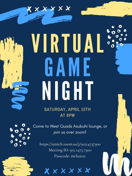 Flyer sharing information about the game night program.