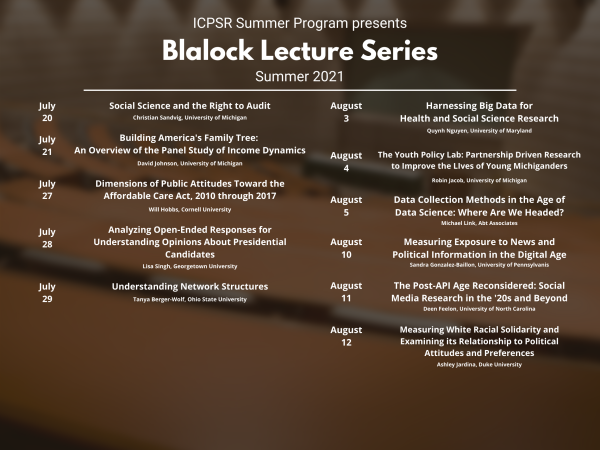 ICPSR Blalock Lecture series 2021
