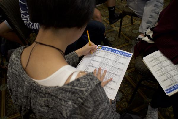 Michigan student going through a worksheet exercise