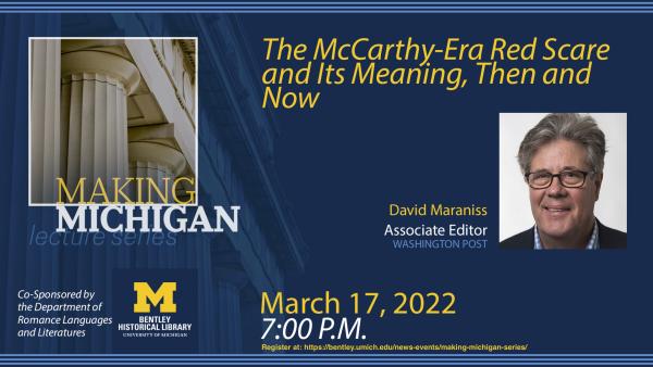 Event poster with title and image of speaker.