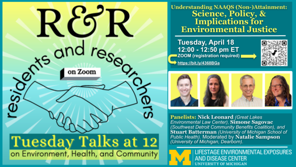 Residents and Researchers webinar showing shaking hands with headshots of the 3 panelists and the moderaor