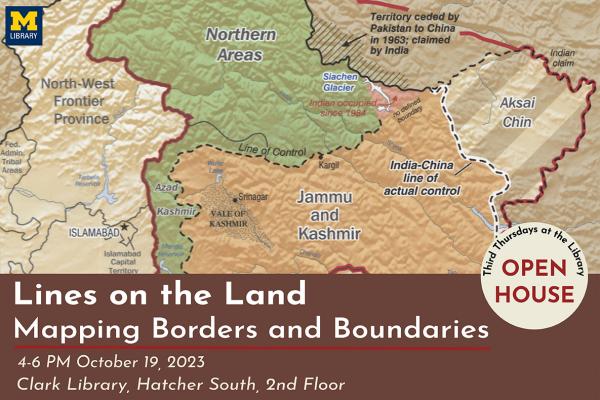 Map showing borders around Jammu and Kashmir.
