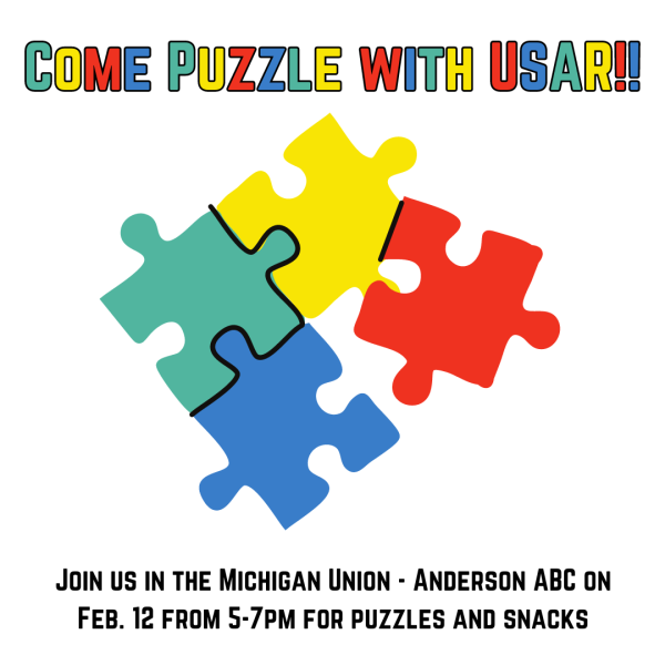 This image displays red, green, yellow, and blue puzzle pieces with information about the event (mentioned in description)