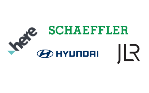 Logos of participating companies: Schaeffler, Hyundai America Technical Center, Jaguar Land Rover, HERE Technologies