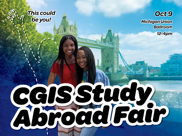 This could be you! Find the program for you at the CGIS Study Abroad Fair. Image: Two black female students smiling in front of London Bridge while abroad.
